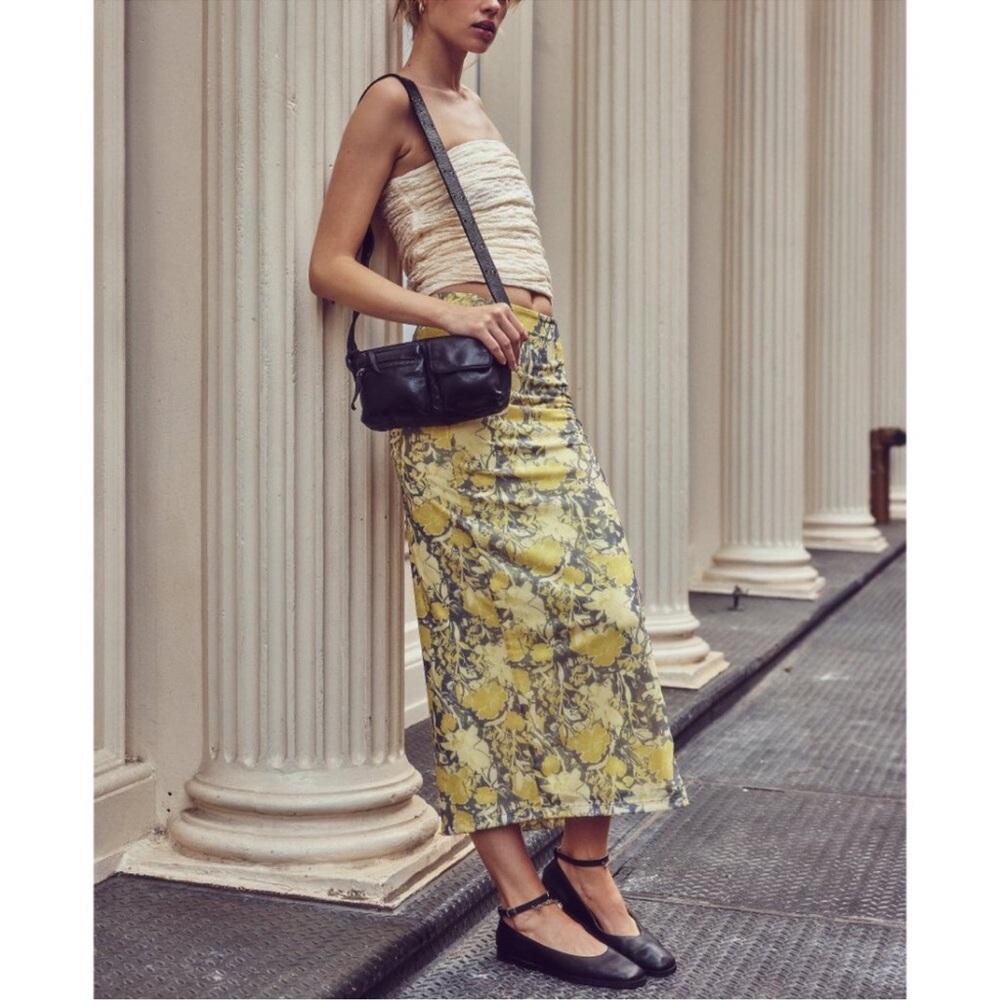 FREE PEOPLE Rosalie Mesh Midi Skirt Sz S